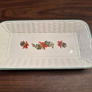 Christmas Pfaltzgraff White with Holly Rectangular Dish